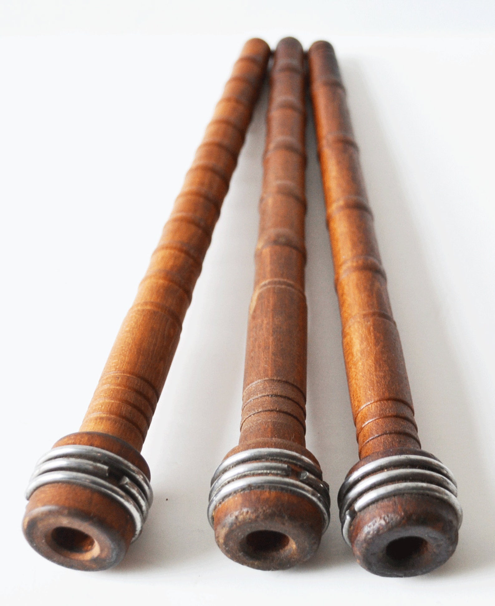 Lot of 3 Antique Wood Bobbin Spindles Spools Textile Mill Etsy
