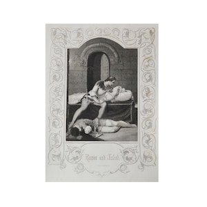 Antique Engraving of Shakespeare Play Romeo and Juliet 1850