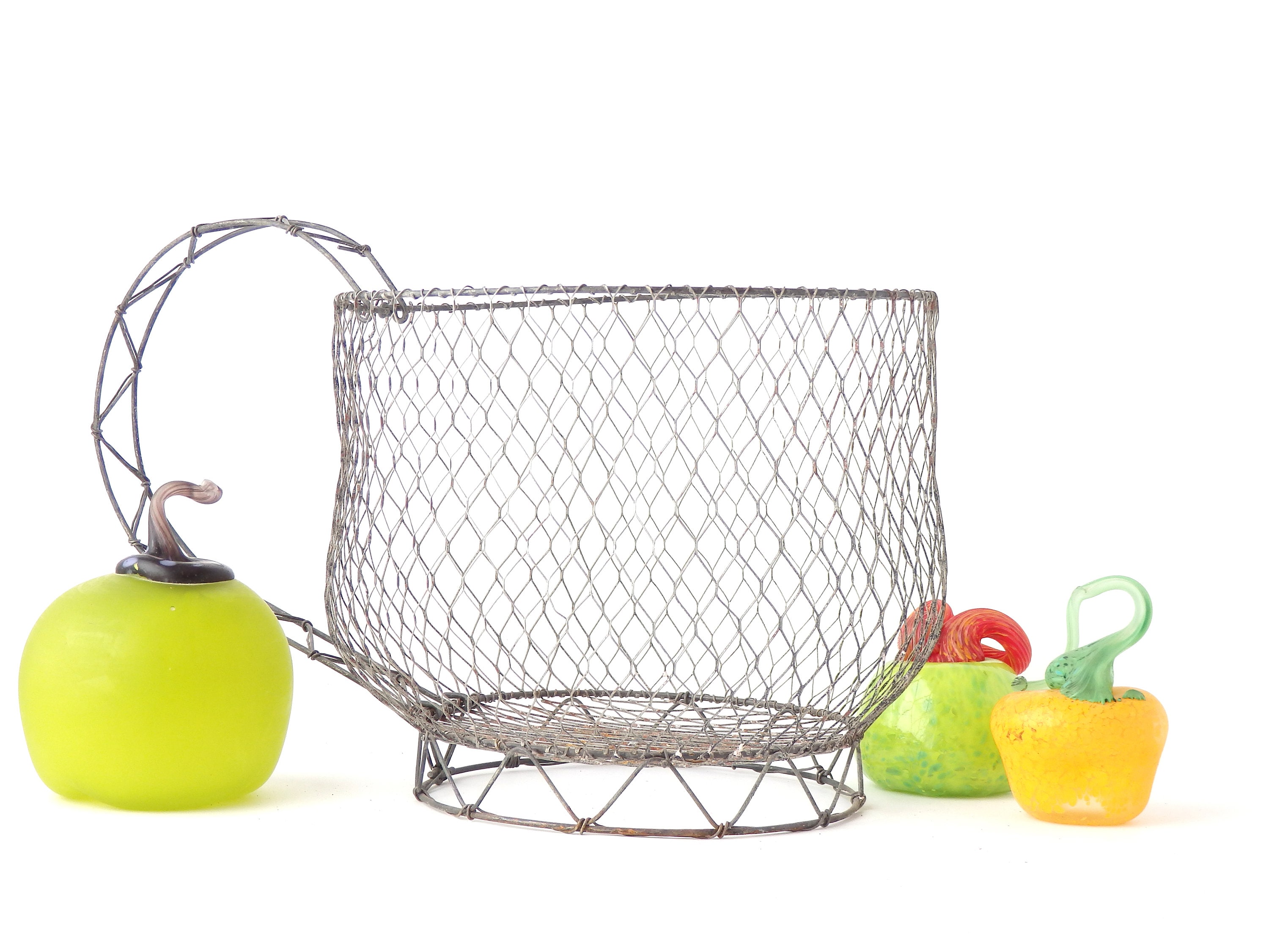 Vintage Wireware Basket Fruit Bowl Coffee Cup Rustic | Etsy