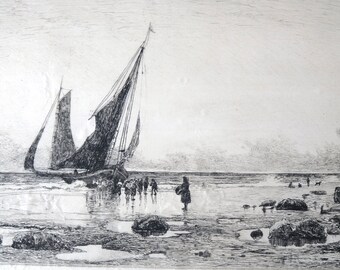 Antique Etching, Black and White, Victorian Art