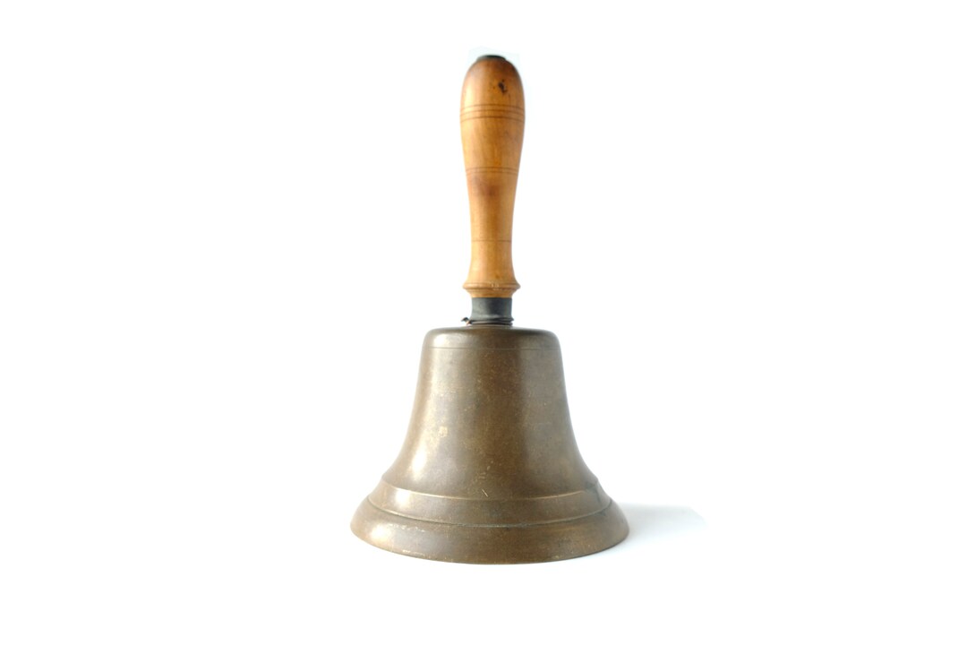Old Hand Bell Large Brass School House Bells Ringers Etsy