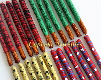 Superhero Birthday Super Hero Birthday Super Hero Baby Shower Superhero Dessert Table Treats Superhero Party Favors Chocolate Pretzels Ideas