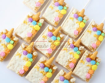 Unicorn Party Unicorn Birthday Favors Unicorn Rice Krispie Unicorn Cookies Rainbow Unicorn Party Gold Rainbow Birthday Gold Unicorn Birthday