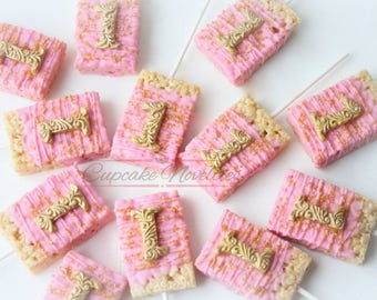 Pink and Gold First Birthday Pink Gold Birthday Favors First Birthday Cookies Princess Birthday Pink Gold Cookies First Birthday Decoration