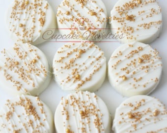 White Gold Birthday Pink Gold Birthday White Gold Wedding Favor Gold Chocolate Oreos Pink Gold Baby Shower Gold Bridal Shower Dessert Table