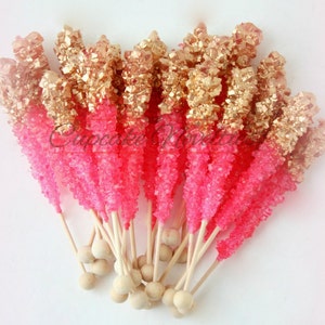 Pink Gold Birthday Pink Gold Baby Shower Pink Gold Wedding Favors Pink Gold Cookies Gold Rock Candy Pink Gold Bridal Shower Dessert Table