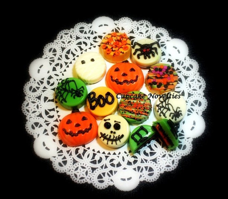 Halloween Cookies Halloween Chocolate Halloween Oreos Jack O Lantern Cookies Mummy Spider Boo Pumpkin Halloween Decor Favors Trick or Treat image 4