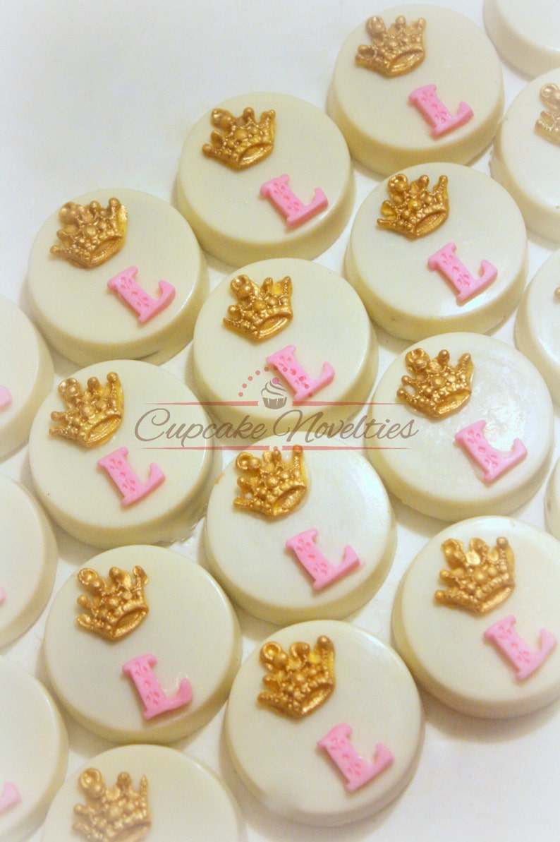 Princess Cookies Princess Birthday Pink and Gold First Birthday Pink and Gold Baby Shower Gold Crown Tiara Cookies Princess Party Favors image 3