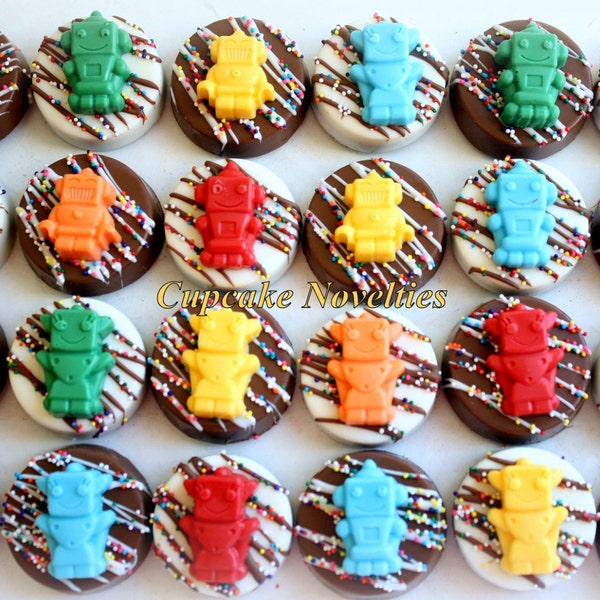 Robot Birthday Chocolate Oreos Cookies Pops Robot Cookies Nuts and Bolts Let's Go Nuts Robot Party Favor Boys Birthday Robot Party Edible