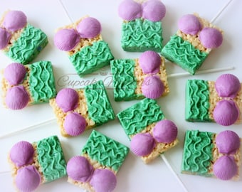Mermaid Birthday Purple Green Mermaid Dress Cookies Seashells Under the Sea Baby Shower Bridal Shower Idea Ocean Cookie Beach Wedding Favors