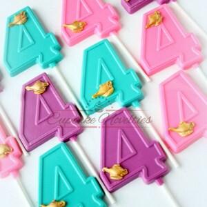 Shimmer Birthday Shine Party Favors Genie lamp Cookies Chocolate Pops Number Cookies Magic Lamp Cookies Moroccan Party afbeelding 5