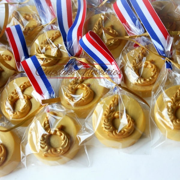 Sports Cookies Sports Birthday Sports Baby Shower Gold Medal Cookies Olympics Cookies Sports Party Favor Olympics Trophy Cookie Award Ribbon