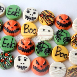 Halloween Cookies Halloween Chocolate Halloween Oreos Jack O Lantern Cookies Mummy Spider Boo Pumpkin Halloween Decor Favors Trick or Treat image 1