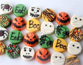 Halloween Cookies Halloween Chocolate Halloween Oreos Jack O Lantern Cookies Mummy Spider Boo Pumpkin Halloween Decor Favors Trick or Treat
