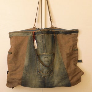 Candy Bag_ Bag in pure new wool and jeans_ hand made_ single piece