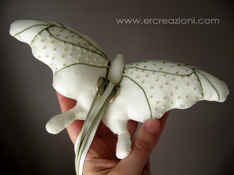 Cuscino Fedi Nuziali 20x20cm - Con Fiocco E Strass Per Cerimonia Matrimonio - Foto 7