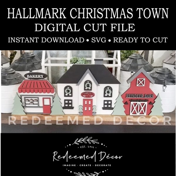 Hallmark Christmas Movie Town | Digital File | Christmas Decor | SVG File | Laser Cut File | Wood Decor | DIY