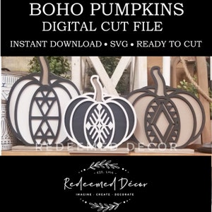 Boho Pumpkins | SVG File | Laser Cut File | Fall Wood Decor | DIY