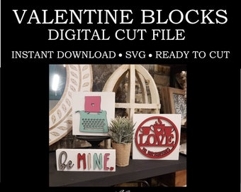 Valentine Blocks | Sitter | Mini Signs | Tiered Tray | Vintage | Typewriter | Ray Dunn | SVG | Digital FIle