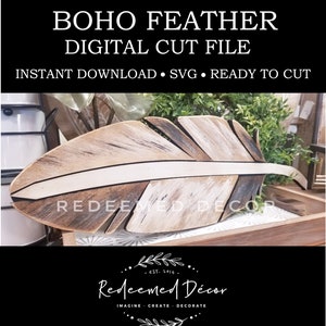 Boho Feather | SVG File | Digital Cut File | Wall Decor | Aztec | Glowforge