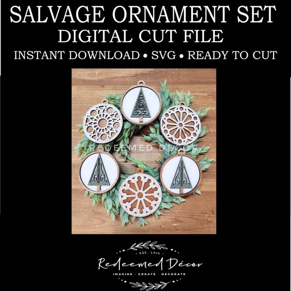 Christmas | Architectural | Salvage | Vintage | Ornament Set | Digital File | Decor | SVG File | Laser Cut File | Glowforge