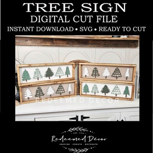Christmas | Trees | Sign | Wall Decor | Digital File | Decor | SVG File | Laser Cut File | Glowforge