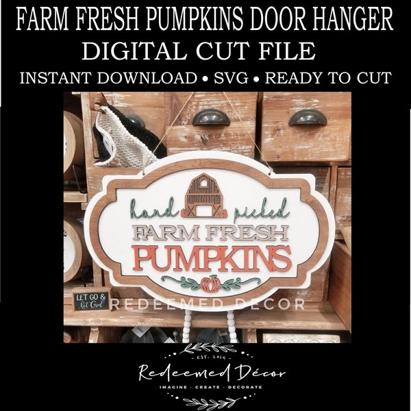 Pumpkin Farm | Fall Harvest | Door Hanger | SVG File | Laser Cut File | Fall Wood Decor | DIY