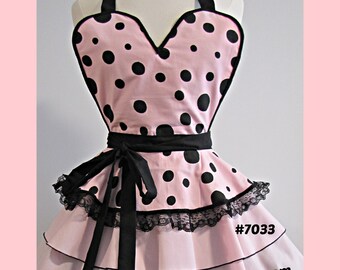 7033 Blush Pink Retro Style Apron, pinup apron, sexy apron, flirty apron, sexy retro apron, hostess apron, retro apron, apron creative chic