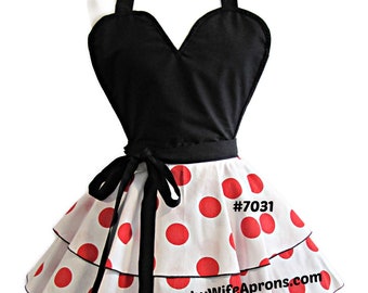 7031 Polka Dot Retro Apron, pinup apron, sexy apron, flirty apron, sexy retro apron, hostess apron, retro apron,apron sexy,dress style apron