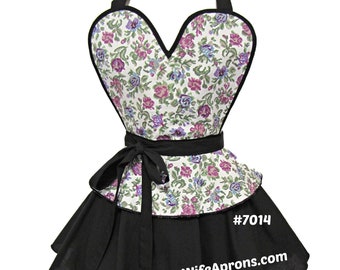 7014 Retro Style Apron, pinup apron, vintage apron for woman, flirty apron, sexy retro apron, hostess apron, retro apron, cute apron,tablier