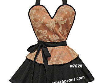 7024 Delicious Dress Style Apron, pinup apron, sexy apron, sexy retro apron, hostess apron, ruffle apron, apron sexy, retro style apron