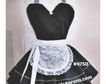 4750 - XL/XXL French Maid Apron, sexy retro apron, pinup apron, flirty apron, sexy apron, sexy plus size apron, dress style apron