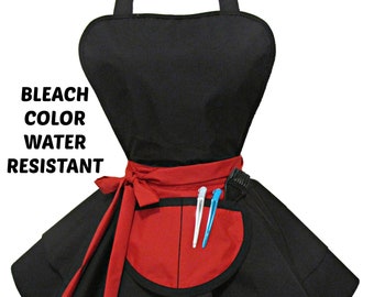 hd-234 Frenchmaid BLEACH COLOR & WATER Resistant Hairstylist Apron, Pinup Apron, Hairdresser Apron, Dog Groomer Apron, Stylist Apron, Apron