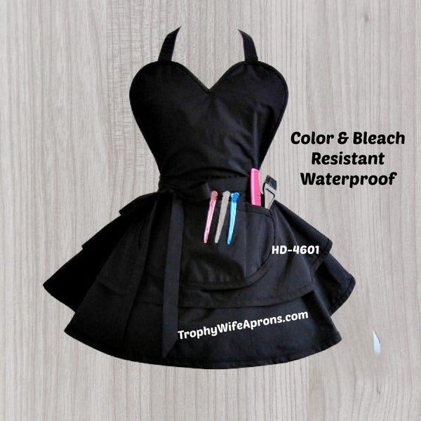 hd-4601 - XL/XXL BLEACH Resistant Waterproof hairstylist Apron, dog groomer apron.