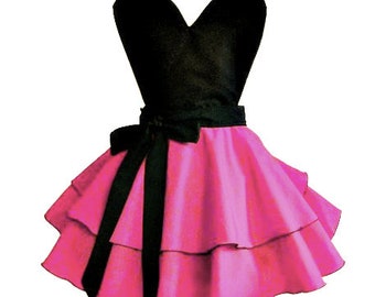 8080 Bubble Gum Pink Dress Style Apron, pinup apron, sexy apron, flirty apron, sexy retro apron,sexy plus size apron, retro apron,cute apron