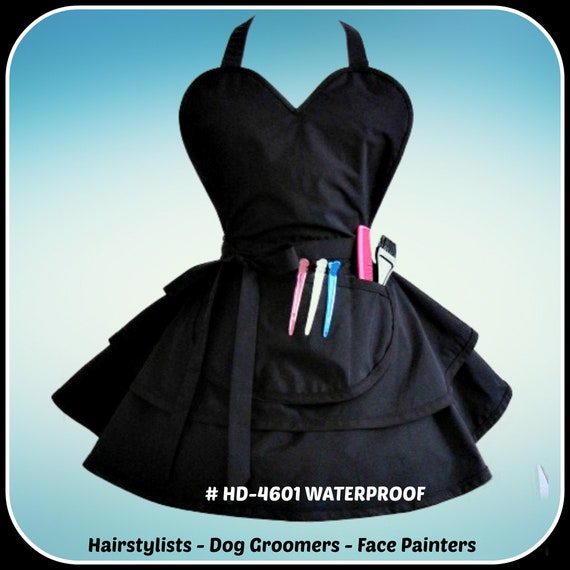 Apron Hd 4601 Hairstylist Hairdresser Black Waterproof And Etsy