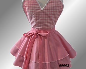 9002 Pink is HOT right now, to go to the movies or for an intimate dinner for two.  Pink sexy apron, pink retro apron, pink pinup apron.