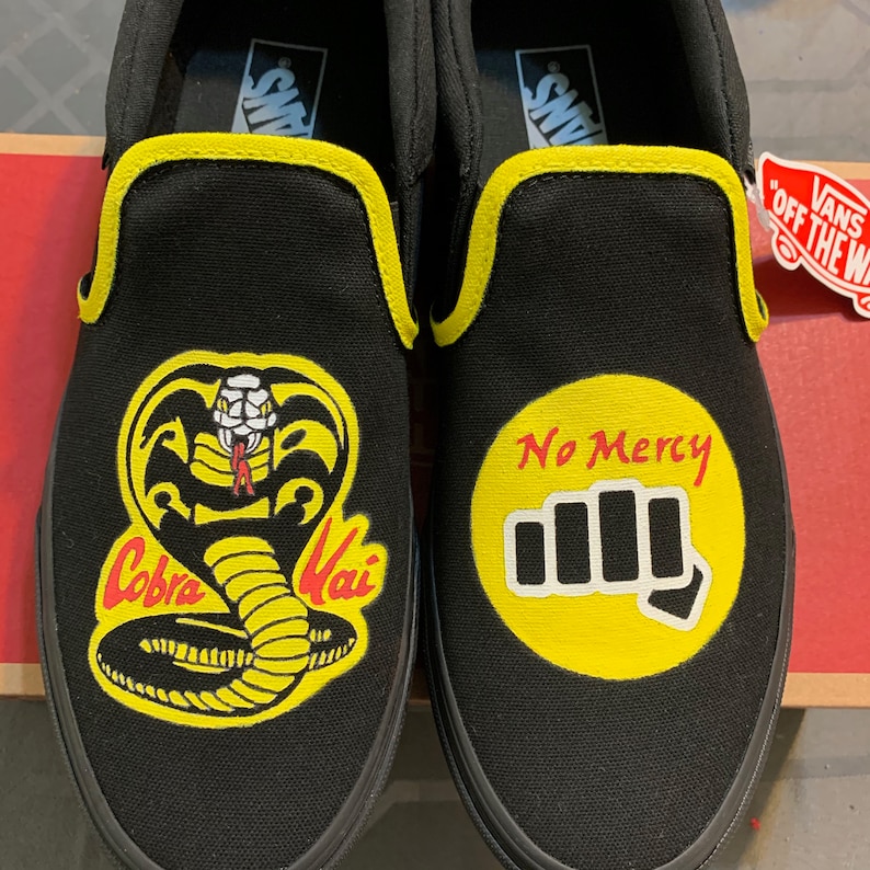 The Karate Kid Cobra Kai No Mercy Inspired Custom Painted Slip-on Vans Shoes 80s Retro - Etsy