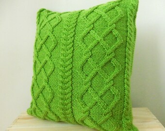 Knit pattern for cushion, cable pattern knitted cushion, knit tutorial, diy decorative cushion, knit instruction for home decor