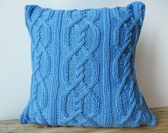 PDF knit pattern for cushion cover, tutorial for knitted cable cushion pattern, DIY knitted home decoration how to knit cable cushion cover