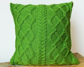 Knit pattern for cushion, cable pattern knitted cushion, knit tutorial, diy decorative cushion, knit instruction for home decor