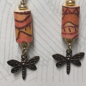 Dragonfly Earrings - Artist made jewelry - Paper Earrings - Christmas Gift Birthday Gift- Paper Bead Jewelry - Dragonfly Jewelry