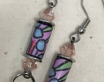 Paper Bead Earrings, Ready to Ship Gift for her, Artistic Jewelry for Women, Paper Jewelry, Mothers Day, Valentines Day Gifts