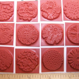 12 Inchies Runde unmontierte 1&quot; Texturstempel für Polymer, PMC, Papier, Clay Stamping