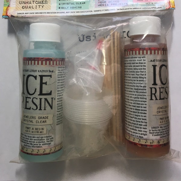 Darkened ICE Resin Jewelers Grade Casting Epoxy 8oz Refill Kit Bottles - Amber Look - Older Bottle - Aged Hardener