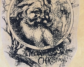 Timbre en caoutchouc vintage victorian Santa Unmounted - Old Santa Claus Image pour décorer les sacs-cadeaux des Fêtes, les cartes et plus encore!