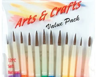 12pc Arts & Crafts Soft Paint Brush Set for Oils, Acrylics, Tempera, Watercolors - Royal Langnickel Brushes