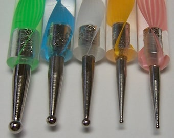 5 Double Ended Ball Stylus Tools for Clay, Nail Art, Paper Crafting, Metal Embossing and Stencils