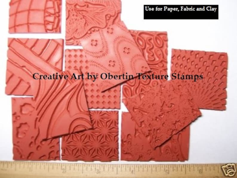 Texture Rubber Art Stamp Grab Bag 12 Deep Etched Designs for Etsy