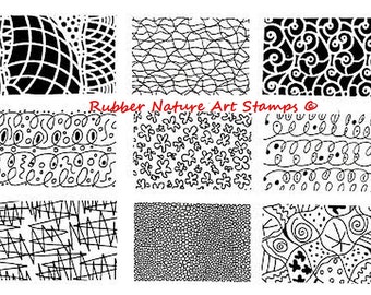 9 Unmounted Texture Rubber Stamps - Vulcanized Rubber - Unique Deep Etched Flexible Stamps for Paper, Clay, PMC, Fabric and more!